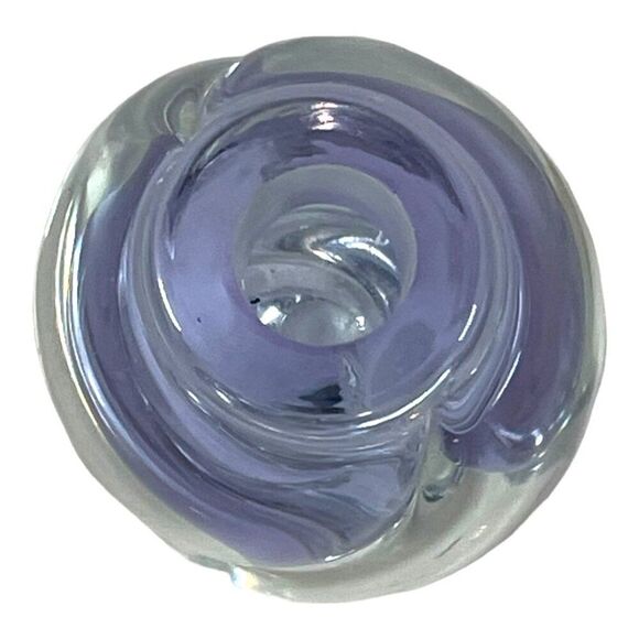 Vandermark Art Glass Handblown Lavender & Clear Bud Vase Paperweight Signed 3.5” - Picture 2 of 5